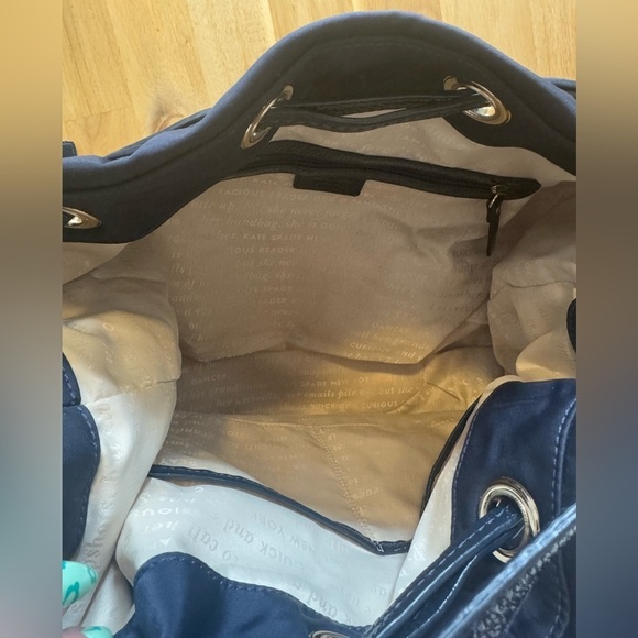 KATE SPADE Dark Navy Blue Nylon Drawstring Bucket Bag - Picture 4 of 11